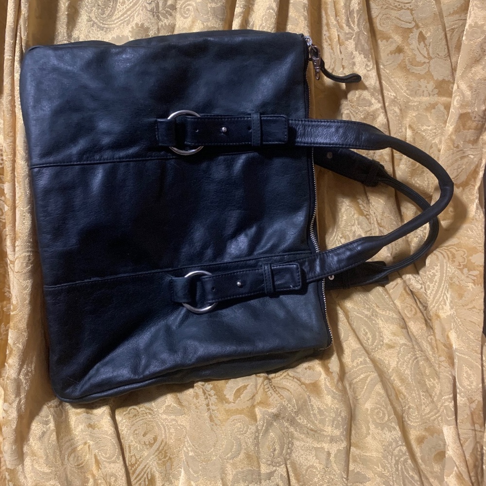 14 high by 16 wide  this Vintage Latico NJ USA extra large leather tote bag